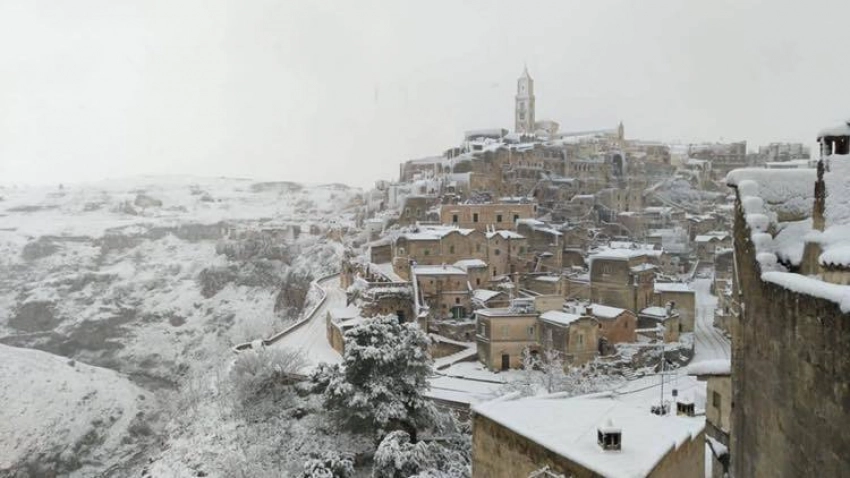 Una foto dei Sassi durante la nevicata del 3 Gennaio 2019